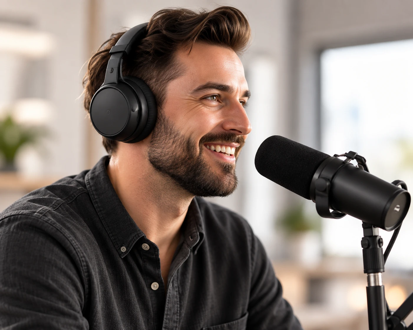 Daniel Kim recording his podcast