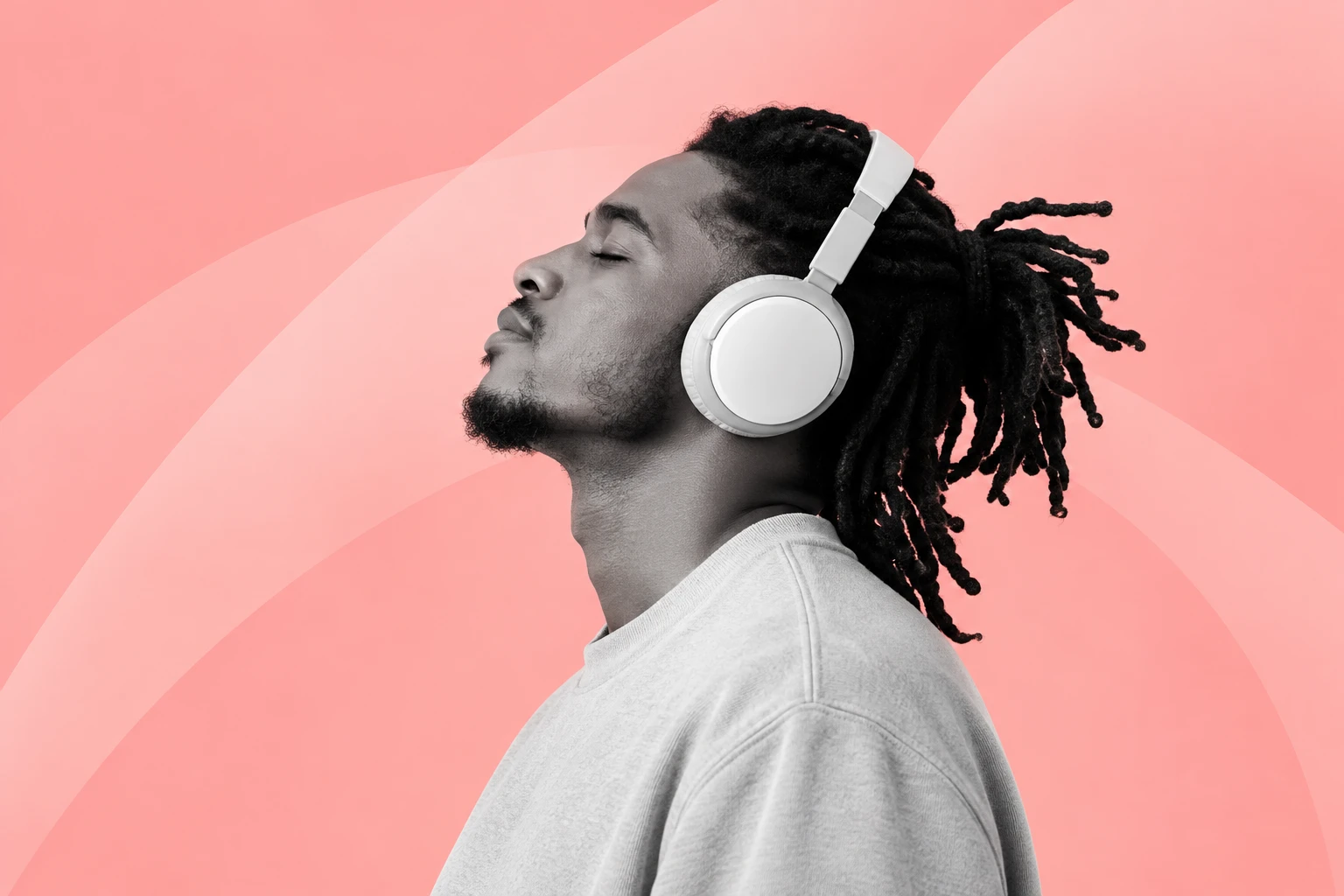 The Growth Show host wearing headphones